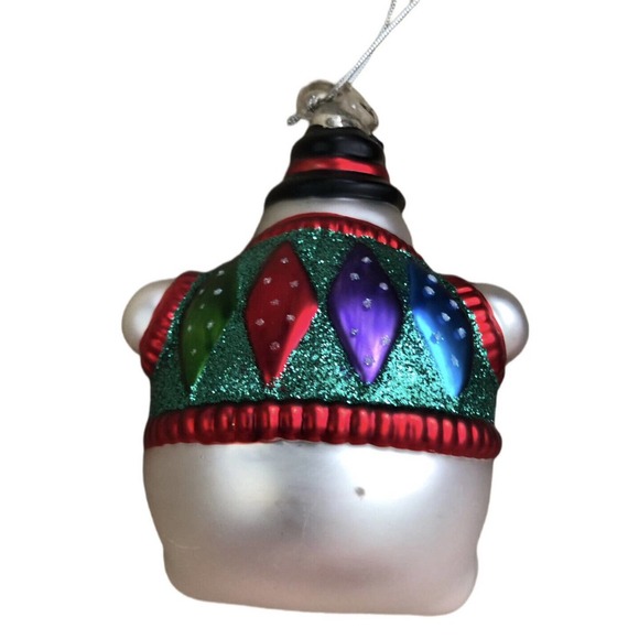Department 56 Snowman With Sweater Mercury Glass Handpainted Ornament 5.5" - Picture 2 of 7